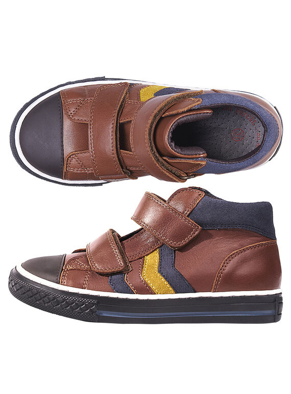 Sneakers pelle cammello bambino GGBASNEHIL / 19WK36IFD3F804