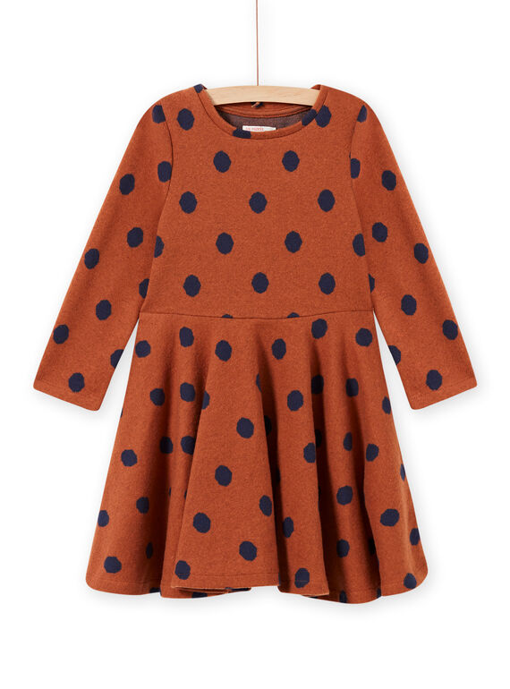 Abito in maglia caramello a pois bambina MACOMROB2 / 21W901L3ROB420