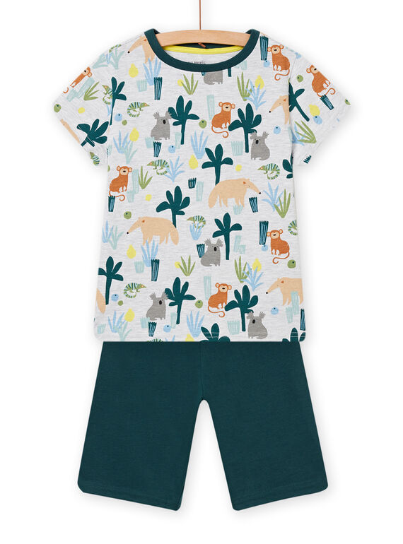 Set pigiama ecrù e petrolio con stampa giungla bambino NEGOPYCJUN / 22SH12H4PYJ003