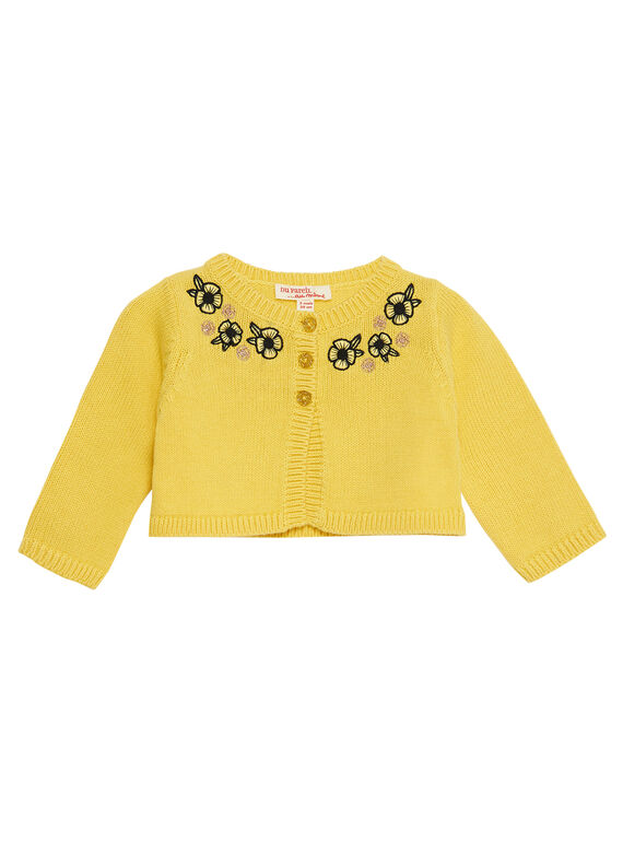 Cardigan in maglia giallo neonata JITROCAR / 20SG09F1CAR102