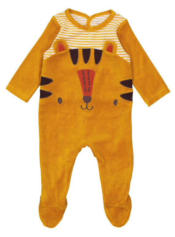 Tutina a righe gialla ed ecrù in velluto neonato GEGAGRETIG / 19WH14N3GREB105