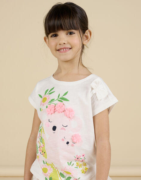 T-shirt bianca con motivi koala e fiori bambina NASOTI4 / 22S901Q1TMC001