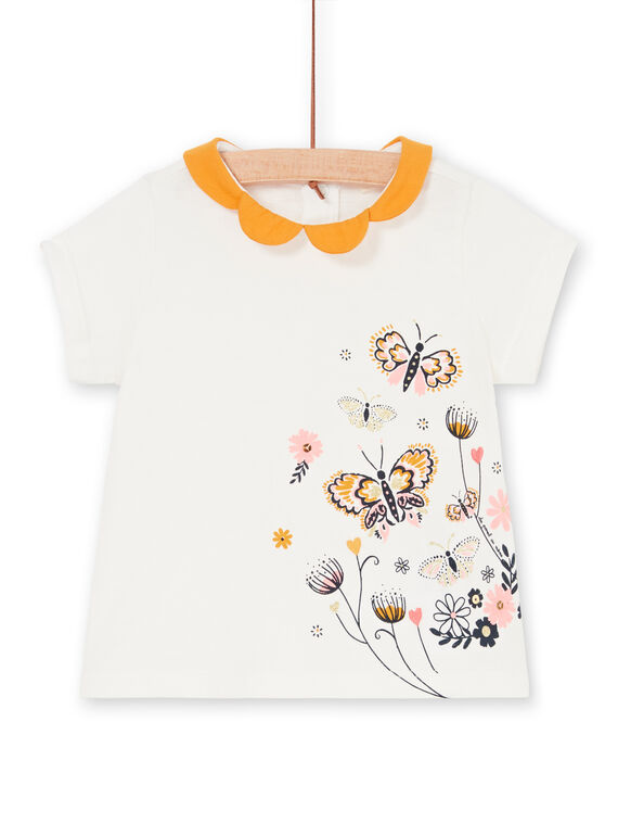 T-shirt ecrù e gialla neonata LIPOEBRAEX / 21SG09Y2BRA001