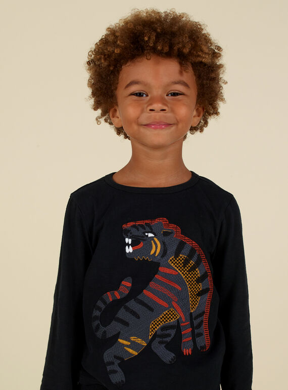 T-shirt ricamata nera bambino MOHITEE1 / 21W902U4TMLJ915