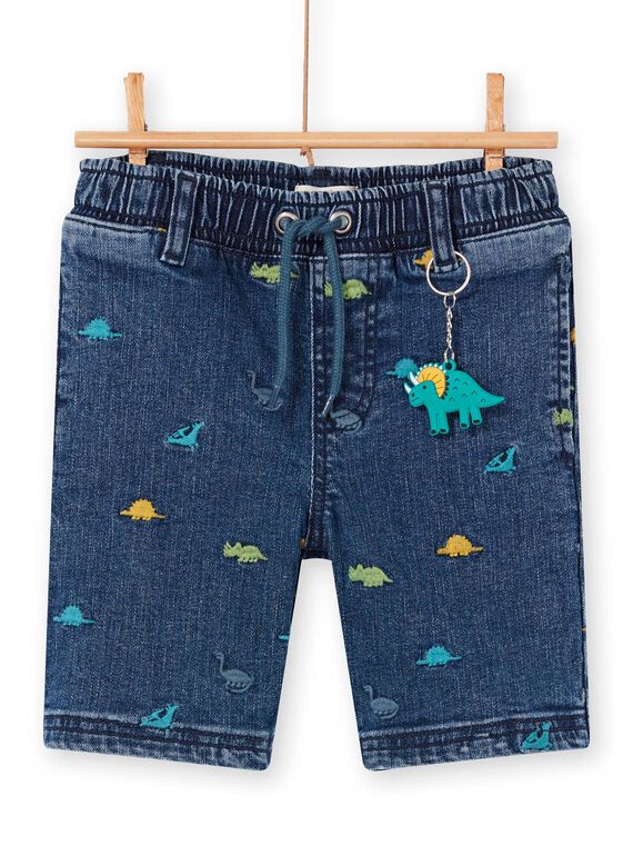 Bermuda in jeans blu stampa dinosauri bambino LOVERBER2 / 21S902Q1BERP274