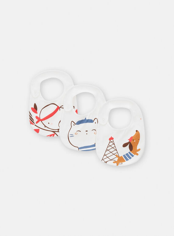Set 3 bavaglini unisex con motivo animale parigino TOU1BAV1 / 24SF42H2BAVA001