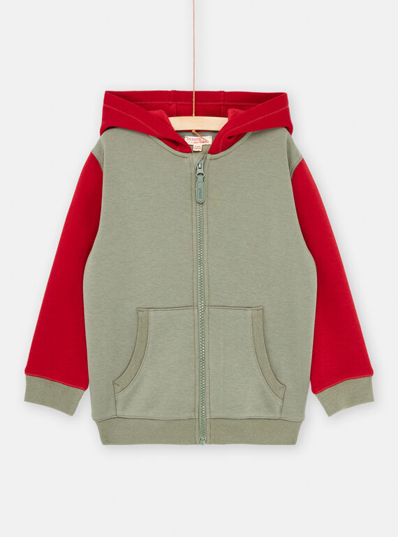 Cardigan verde rame e rosso bambino SOJOGIL2 / 23W902N2GIL631