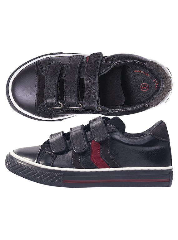 Sneakers pelle neri bambino GGBASBLACK / 19WK36IBD3F090