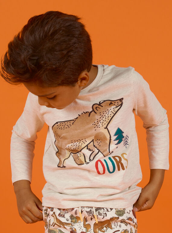 T-shirt beige melange motivo orsetto bambino MOSAUTEE5 / 21W902P5TMLA013