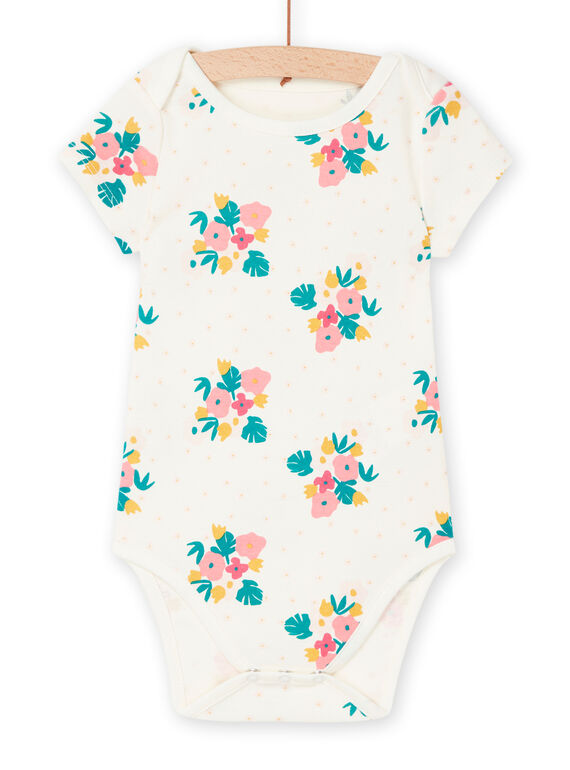 Body ecrù in cotone bio con stampa a fiori REFIBODFLE / 23SH1313BDL001