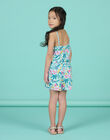 Tuta corta con stampa tropicale blu bambina NAPLACOMB2 / 22S901K2CBL219