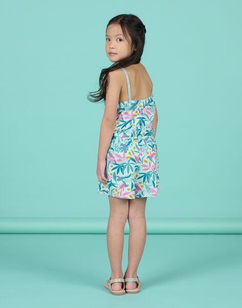 Tuta corta con stampa tropicale blu bambina NAPLACOMB2 / 22S901K2CBL219