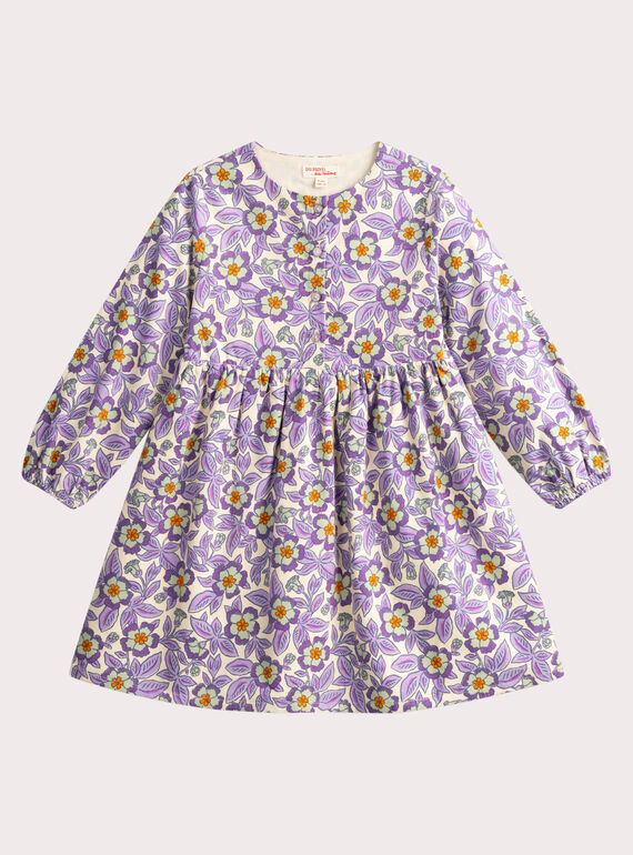 Abito in velluto a coste con stampa floreale viola per bambina VAPEROB1 / 24W901R2ROB005