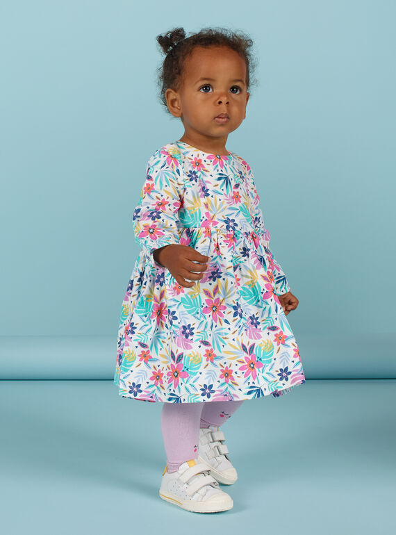 Abito in velluto a costine multicolore con stampa a fiori neonata MIPLAROB4 / 21WG09O4ROB001