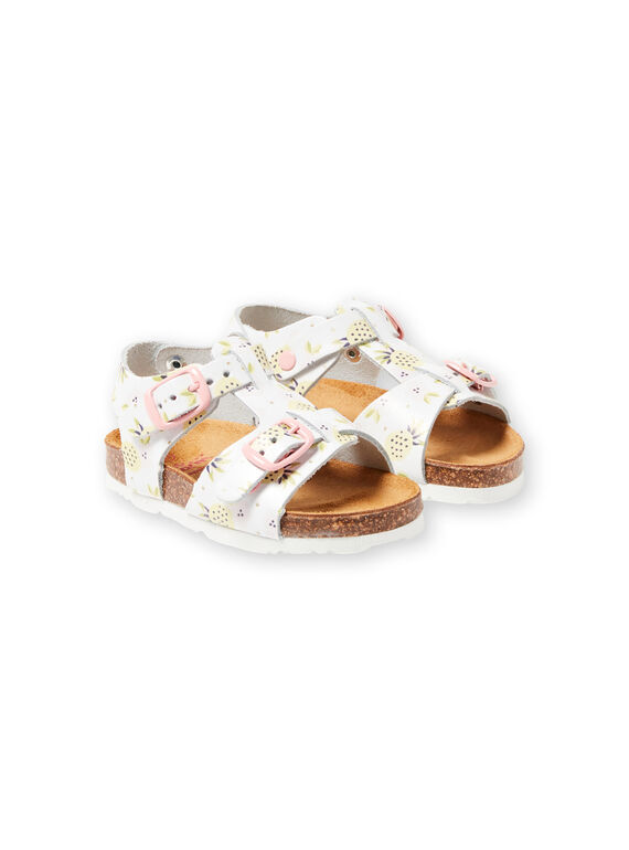 Sandali bianchi con fibbia e stampa ananas neonata LBFNUANAS / 21KK3751D0E000
