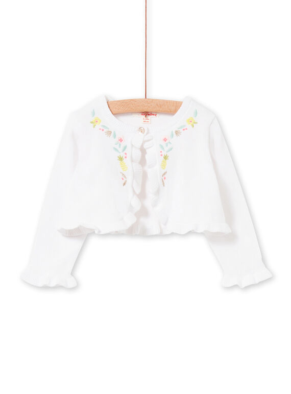 Cardigan bianco e celeste neonata LIBALCAR / 21SG09O1CAR000