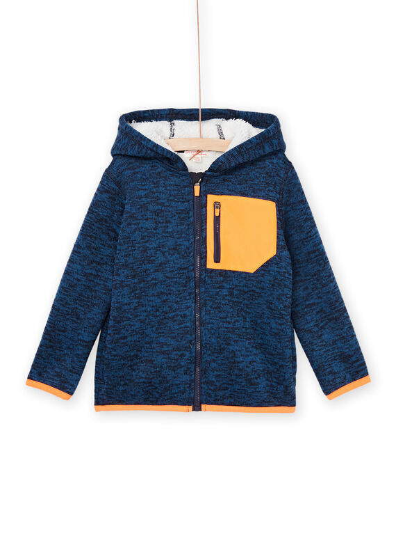 Cardigan blu melange con fodera morbida POJOGITEK1 / 22W902D2GIL219
