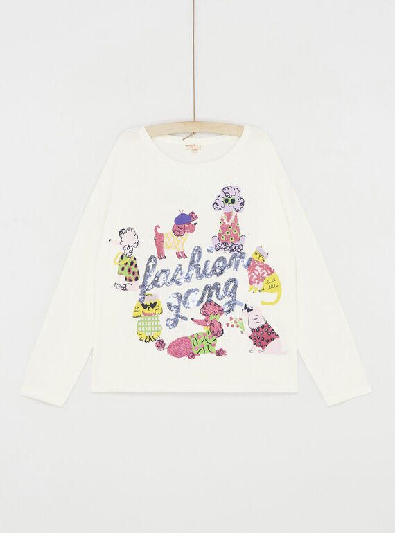 T-shirt ecrù con motivo cani e gatti SALINTEE1 / 23W901H1TML001