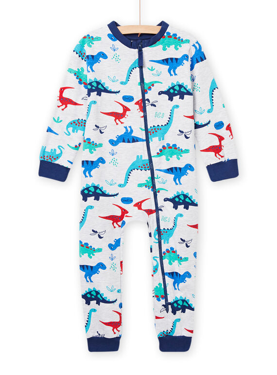 Tutina sacco nanna grigio melange stampa dinosauro bambino MEGOCOMBI / 21WH1281D4FJ920