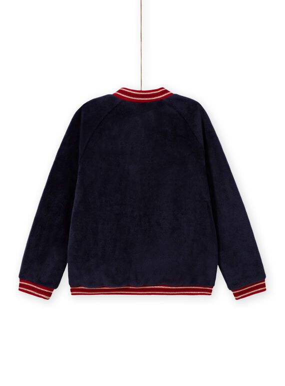 Cardigan stile giubbotto blu notte bambina MAMIXCAR2 / 21W901J1CARC205
