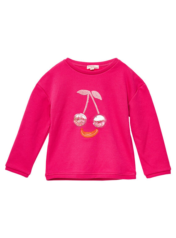 Felpa rosa imbottita con ciliegia in Cornely e patch plastificato JAVISWEA / 20S901D1SWEF507