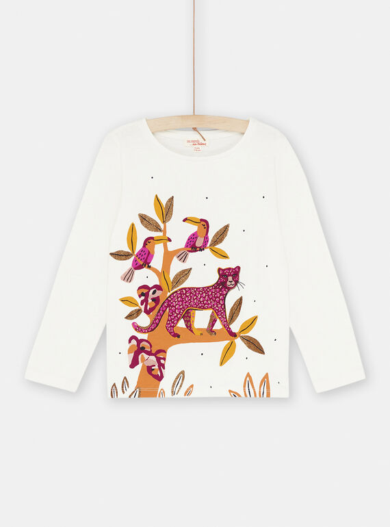 T-shirt ecrù con motivo pantera SACOUTEE3 / 23W901L2TML001