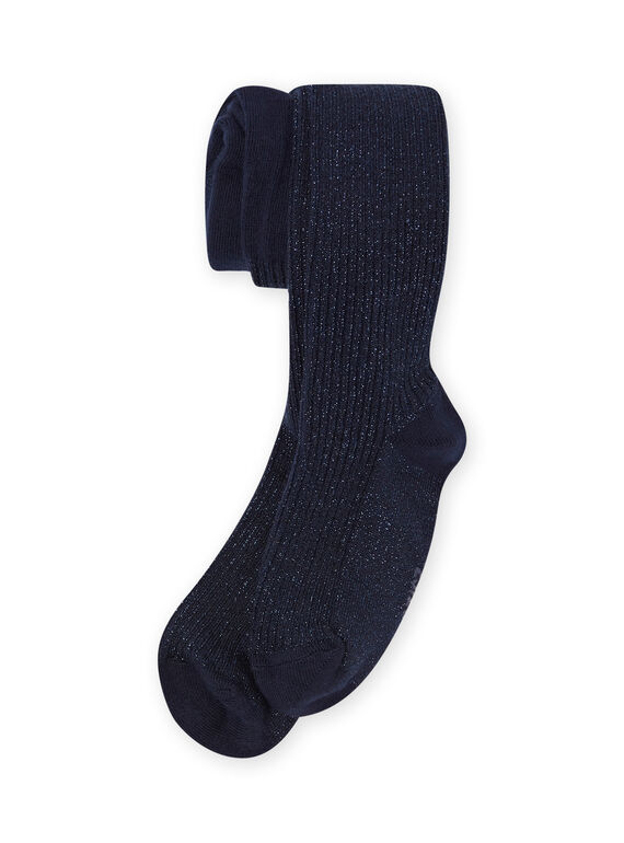 Collant a tinta unita blu mezzanotte a costine bambina MYAJOSCOL2 / 21WI0115COLC205