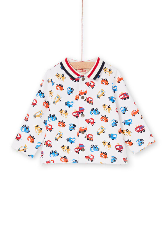 Camicia ecrù e rossa stampa automobile neonato LUHACHEM / 21SG10X1CHM001