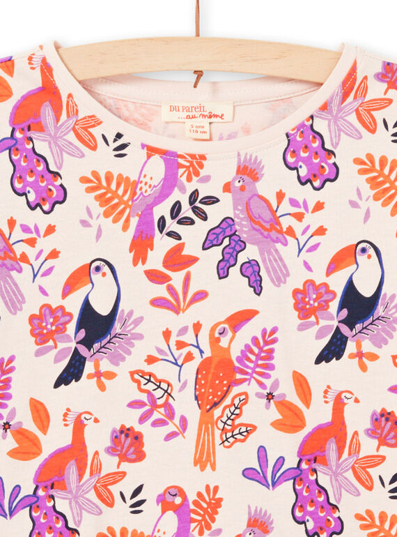 T-shirt maniche lunghe motivi uccelli colorati bambina MAPATEE / 21W901H1TMLD319