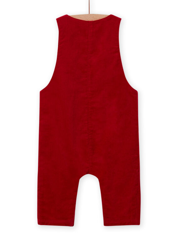Salopette rossa in velluto a costine con motivi fantasia neonato MUFUNSAL1 / 21WG10M2SAL510
