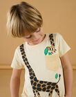 T-shirt crema con motivo giraffa ROJUNTI5 / 23S902U5TMCA002