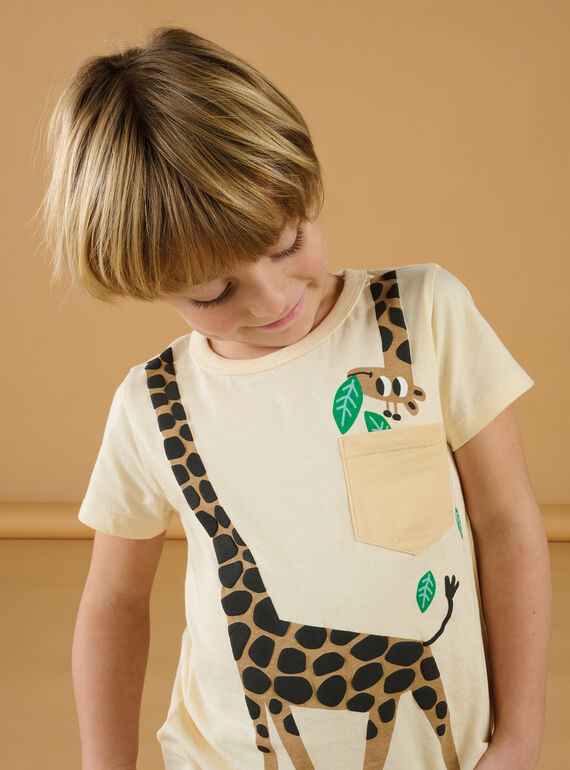T-shirt crema con motivo giraffa ROJUNTI5 / 23S902U5TMCA002