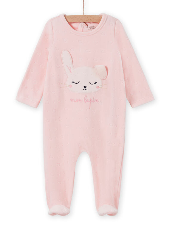 Tutina rosa in velluto con motivo coniglietto neonata MEFIGRELAP / 21WH1386GRED310