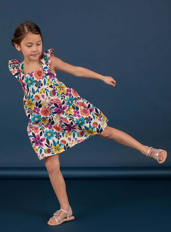 Abito stampa fiori colorati bambina LAMUMROB3 / 21S901Z1ROB009