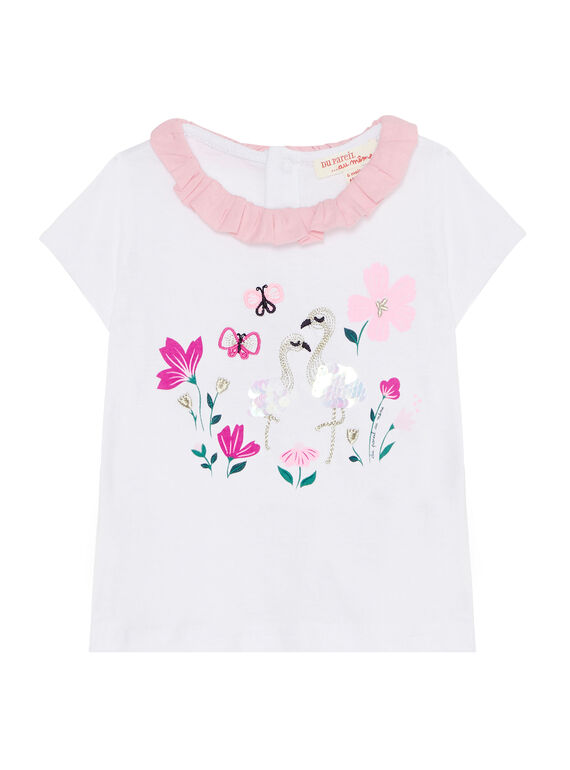 T-shirt maniche corte e collo a volant neonata JIPOEBRA / 20SG09G1BRA000