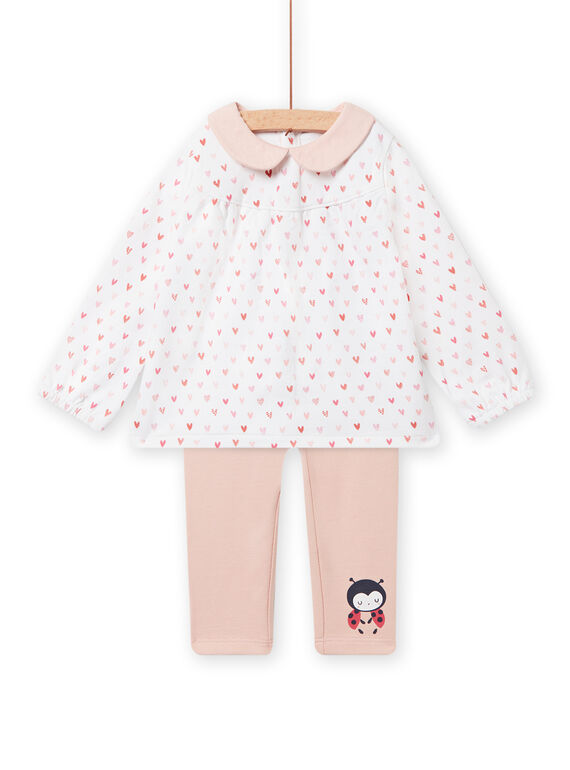Completo blusa e leggings con stampa cuori nascita bambina NOU1ENS1 / 22SF0342ENS000