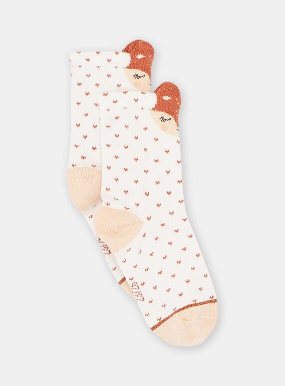Calze ecrù con stampa a pois e motivi volpi neonata SYICOUSOQ / 23WI09B4SOQ001