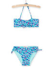 Top e slip bikini turchese con stampa a fiori RYABIK3 / 23SI01R4MAIC217