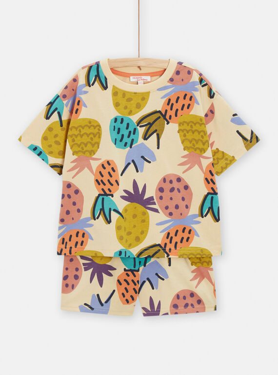 Pigiama beige con stampa ananas per bambino TEGOPYCMIX / 24SH1258PYJA006