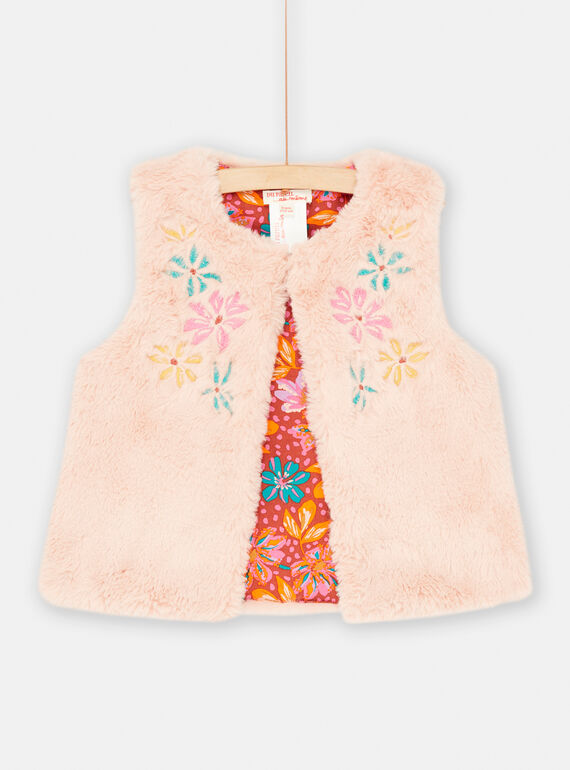 Cardigan rosa double face ricamato neonata SAVERCAR1 / 23W901J1CARD322