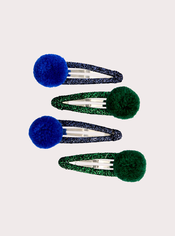 Lotto di 4 barrette con pompon per ragazza  VYAJOCLIP3 / 24WI01L4BRT060