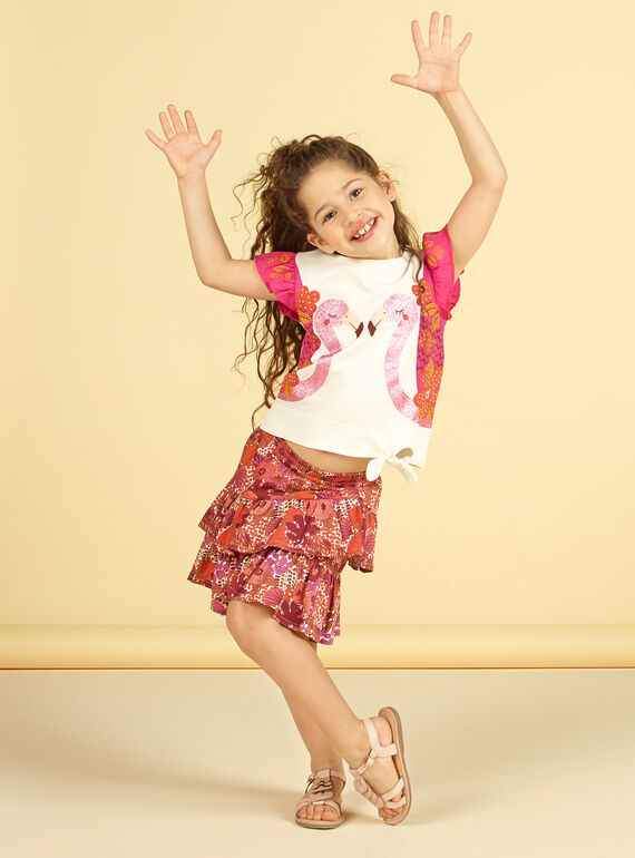 T-shirt a maniche corte, stampa fenicottero rosa con glitter LATERTI2 / 21S901V2TMC001
