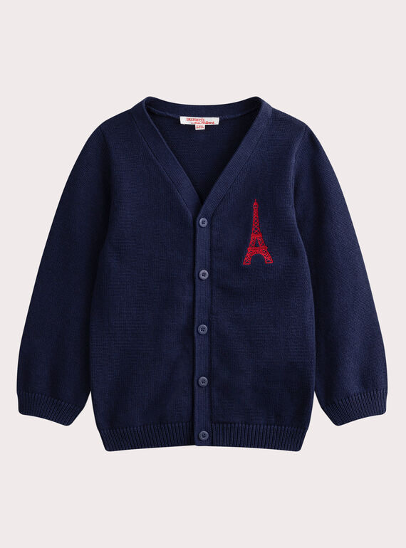 Cardigan blu navy con ricamo decorativo WOPAGIL / 25S90211GIL705