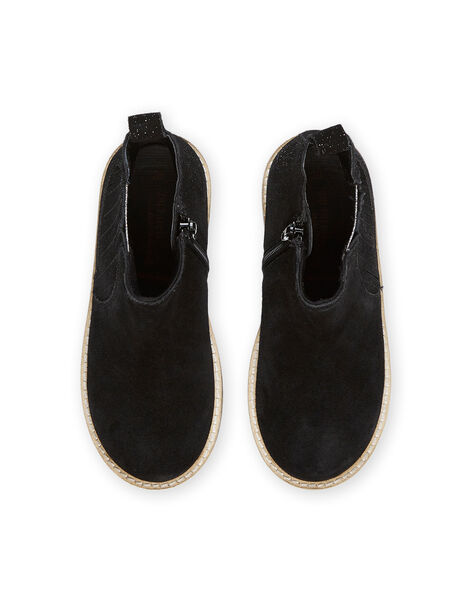 Stivaletti Beatles in pelle nera con elastico fantasia PABOOTBLACK / 22XK3573D0D090