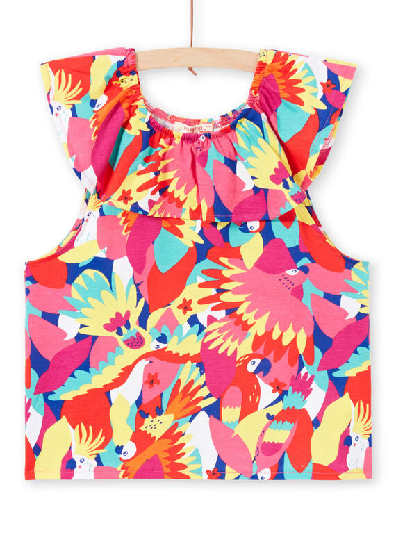 T-shirt con stampa pappagalli con volant bambina JAMARTI2 / 20S901P1TMC000