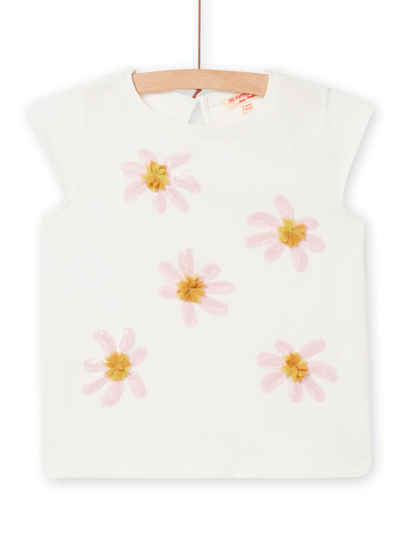 T-shirt ecrù con stampa a fiori bambina NASOTI1 / 22S901Q2TMC001