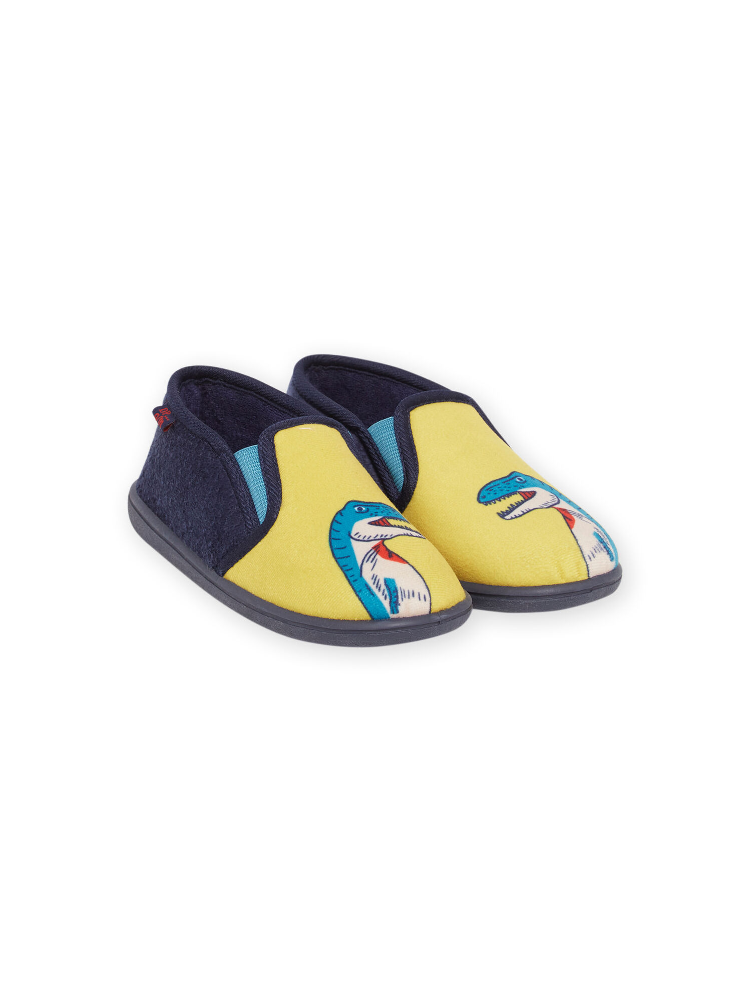 Pantofole gialle e blu notte con motivi dinosauri bambino