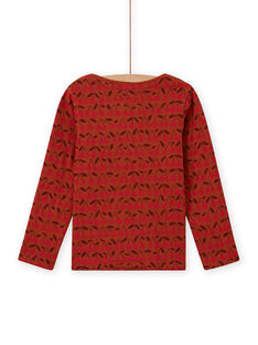 T-shirt a maniche lunghe double face cammello e rossa bambina MACOMTEE4 / 21W901L4TML420