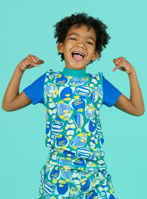 T-shirt anti-UV blu bambino NYOMERUVTIPOI / 22SI02L1TUVC242