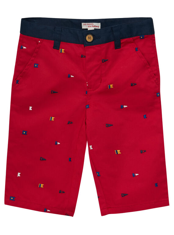Bermuda rossi con ricamo bandiere bambino JOWEBER1 / 20S90291BER330